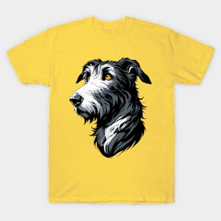 Stunning and Cool Irish Wolfhound Monochrome and Gold Portrait for Father's Day T-Shirt